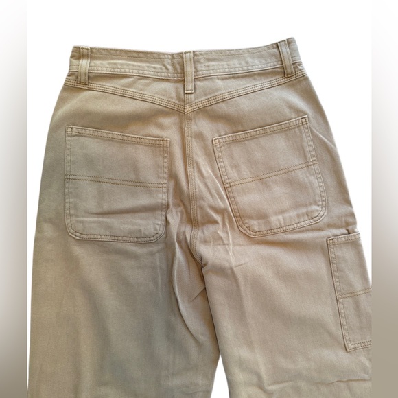 Top Shop co-ord straight leg casual trouser cargo in washed camel size US 6 NWT - Picture 7 of 11